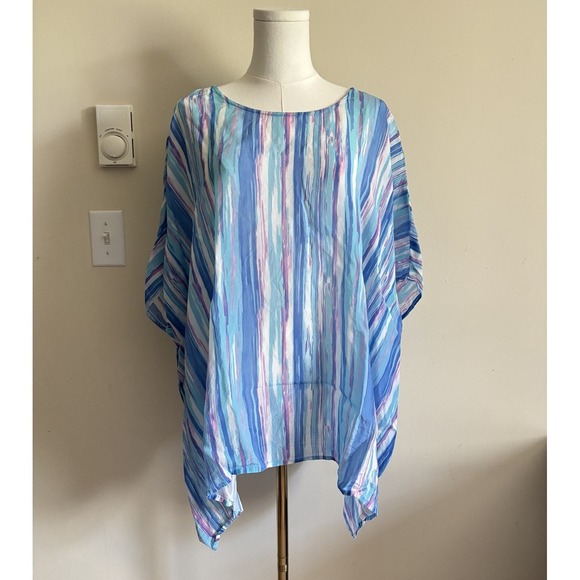 Apny Other - Vintage Y2K 80s 90s Miami Vice Vibe Beach Cover Up Blue Pink One Size Flowy